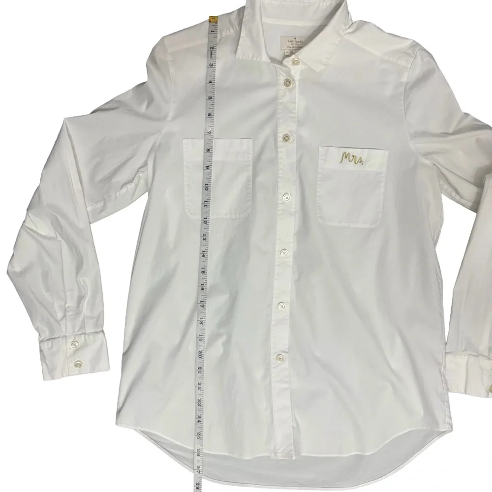 Kate Spade White Bridal Button Down Mrs. Shirt